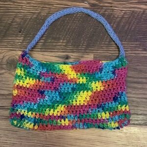 Hand crocheted rainbow shoulder bag